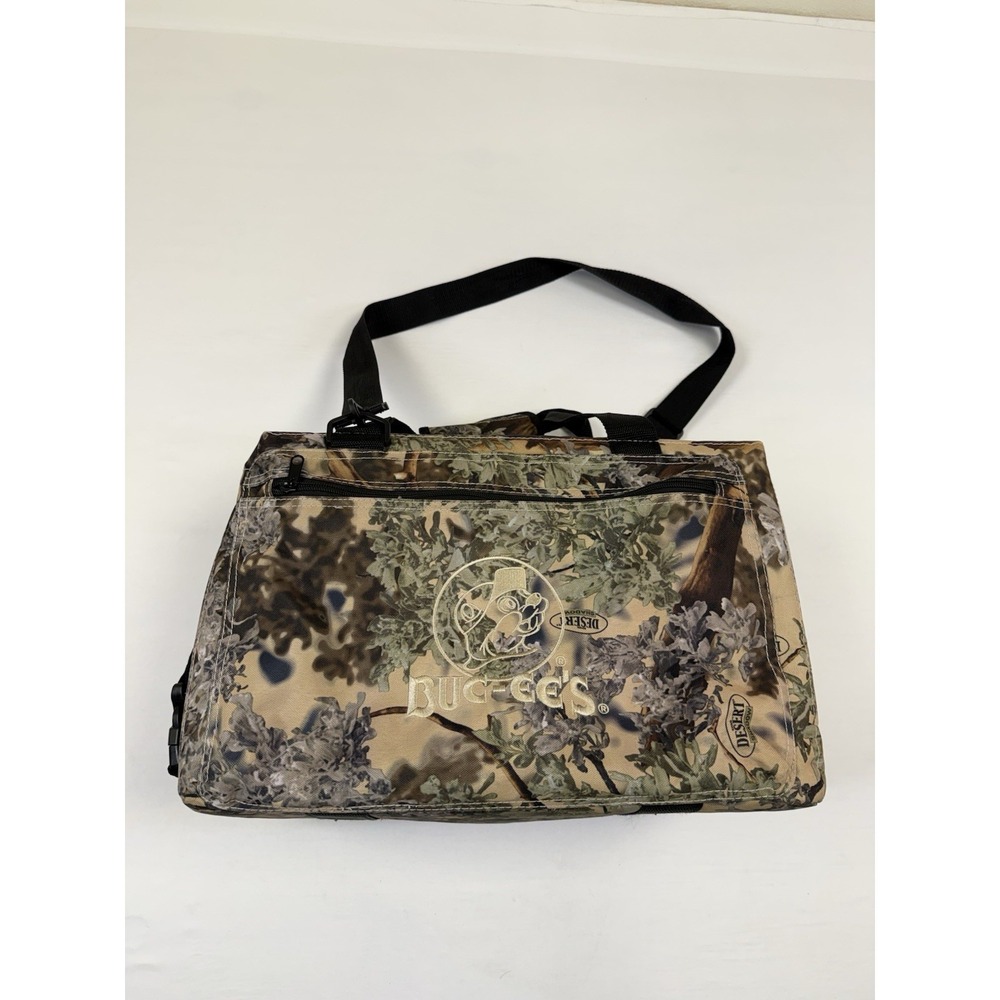Buc-ees Texas Travel Cooler Bag 24 CANS Bucees Embroidered‎ On Camo Canvas